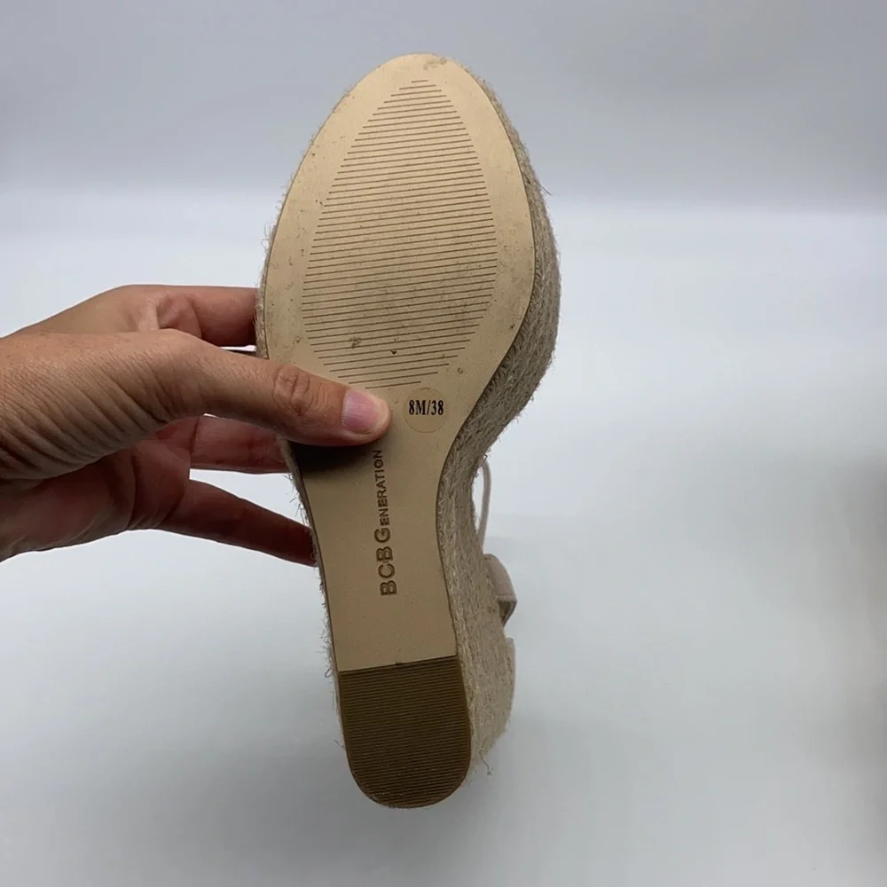 BCBGeneration - Molly Light Nude Pink Suede Strap  Espadrilles Size 8